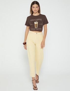 Playera manga corta Studio F Ice Coffee Mood cuello redondo para mujer