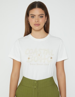 Playera manga corta Studio F cuello redondo para mujer