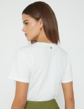 Playera manga corta Studio F cuello redondo para mujer