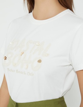 Playera manga corta Studio F cuello redondo para mujer