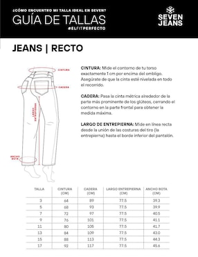 Jeans straight cintura alta Seven Jeans 4241STME para mujer