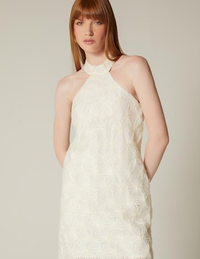 Vestido corto casual Studio F Rosé Marfil para mujer
