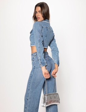 Chamarra denim Studio F Blue Rose de mezclilla para mujer