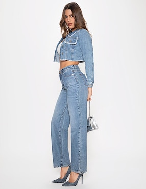 Chamarra denim Studio F Blue Rose de mezclilla para mujer