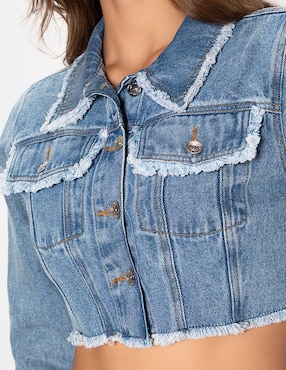 Chamarra denim Studio F Blue Rose de mezclilla para mujer