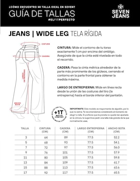 Jeans wide leg cintura alta Seven Jeans 4232STOB para mujer