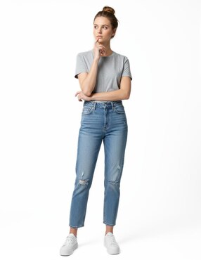 Set playera manga corta Indicum Denim cuello redondo para mujer