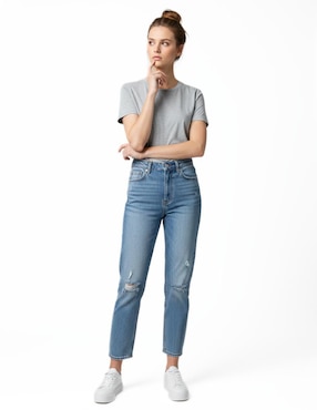 Set playera manga corta Indicum Denim cuello redondo para mujer
