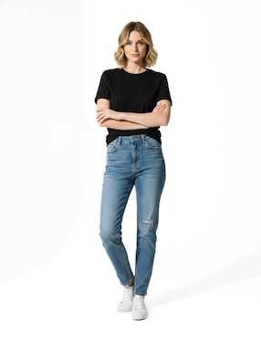 Set playera manga corta Indicum Denim cuello redondo para mujer