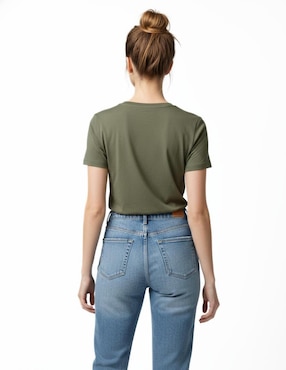 Set playera manga corta Indicum Denim cuello redondo para mujer