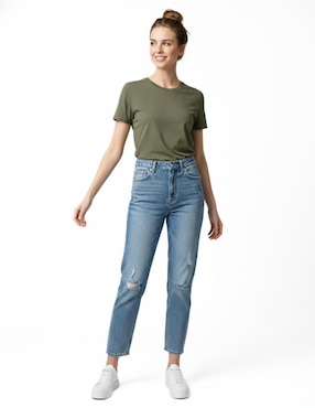 Set playera manga corta Indicum Denim cuello redondo para mujer