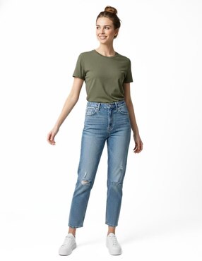 Set playera manga corta Indicum Denim cuello redondo para mujer