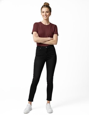 Set playera manga corta Indicum Denim cuello redondo para mujer