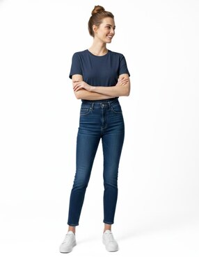 Set playera manga corta Indicum Denim cuello redondo para mujer