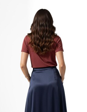 Set playera manga corta Indicum Denim cuello redondo para mujer