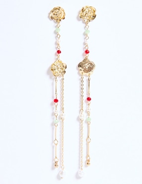 Aretes largos Renatta&Go con acabado brillante
