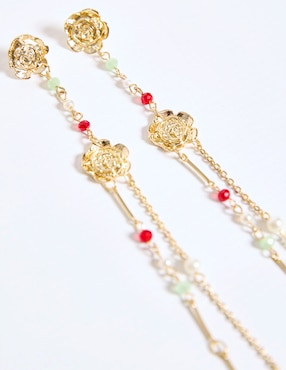 Aretes largos Renatta&Go con acabado brillante