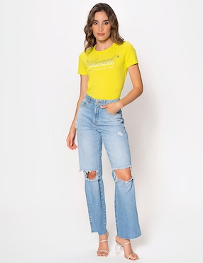 Jeans bota cintura Studio F para mujer