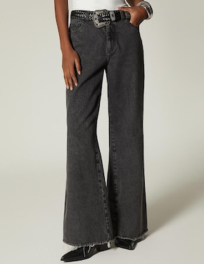 Jeans relaxed cintura Studio F Black Denim Western para mujer