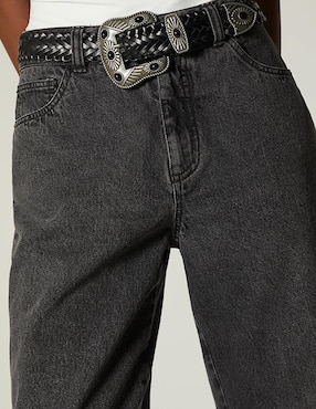 Jeans relaxed cintura Studio F Black Denim Western para mujer