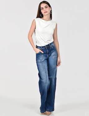 Jeans wide leg cintura alta Roman Fashion para mujer
