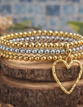 Set de pulsera Yoiko 18 K Romance acabado baño de oro