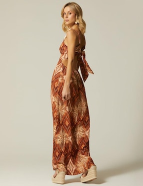 Vestido largo casual Studio F Palma Terra para mujer