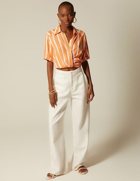 Top Studio F cuello camisero manga corta