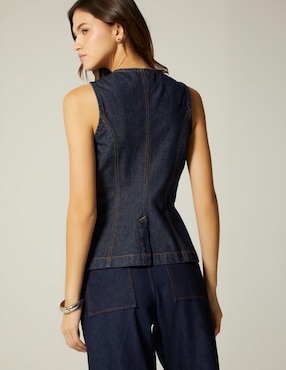 Blusa Studio F Dark Denim Sartorial sin manga para mujer