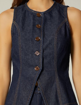 Blusa Studio F Dark Denim Sartorial sin manga para mujer