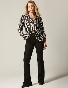 Blusa Studio F Animal In Black manga larga para mujer
