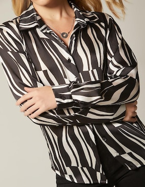 Blusa Studio F Animal In Black manga larga para mujer