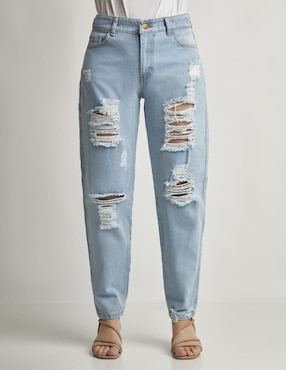 Jeans Mom Devendi Corte Cintura Alta Para Mujer