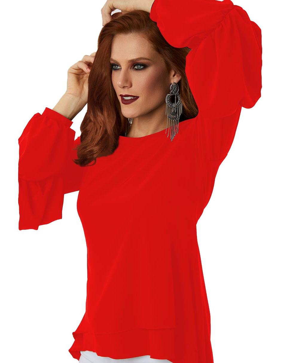 Blusa Beatriz Meade manga larga corte asimétrico