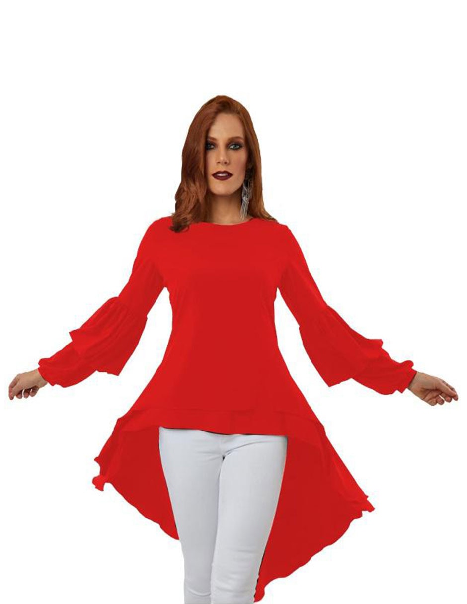 Blusa Beatriz Meade manga larga corte asimétrico