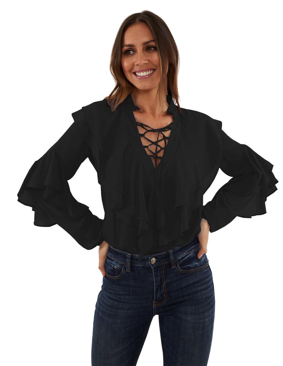 Blusa Beatriz Meade manga larga corte recto