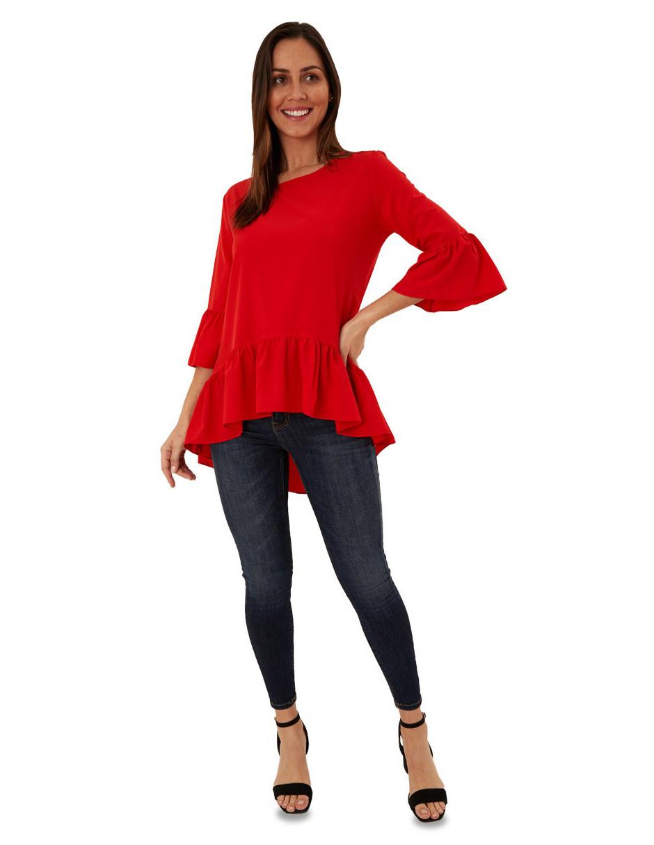 Blusa Beatriz Meade manga 3/4 corte semicircular