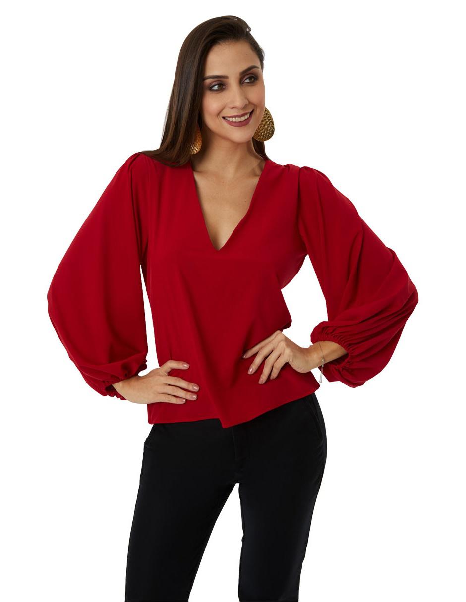 Blusa Beatriz Meade manga larga corte recto