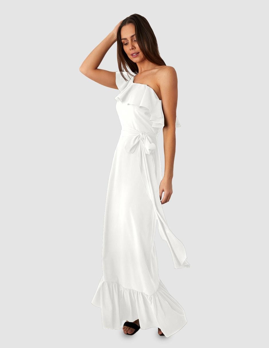 Vestido maxi de fiesta escote medio