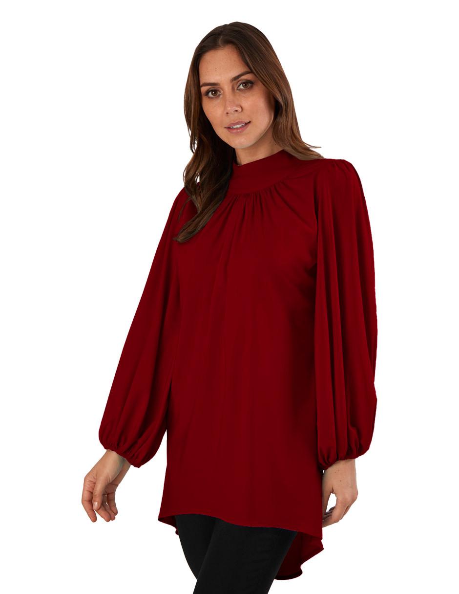 Blusa Beatriz Meade manga larga corte asimétrico