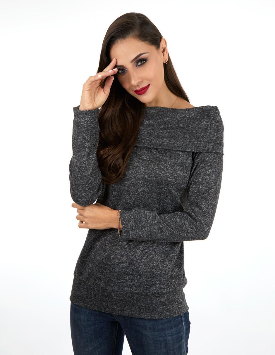 Suéter cuello ojal para mujer