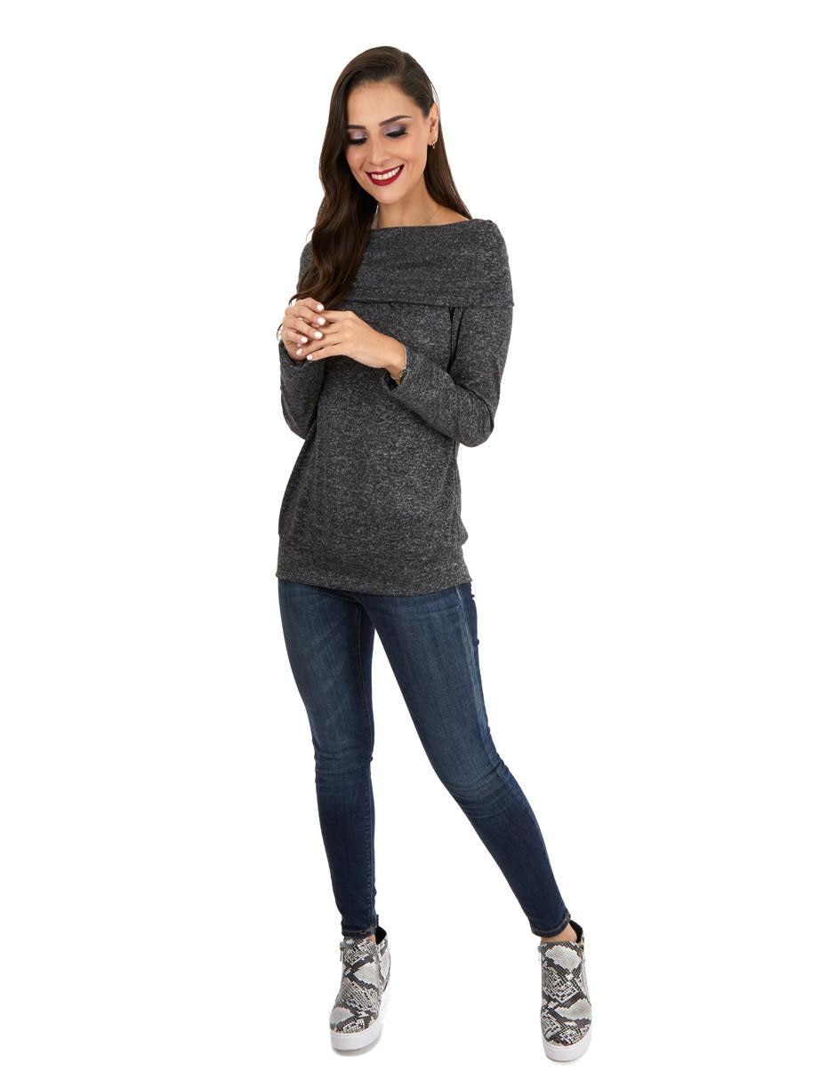 Suéter cuello ojal para mujer