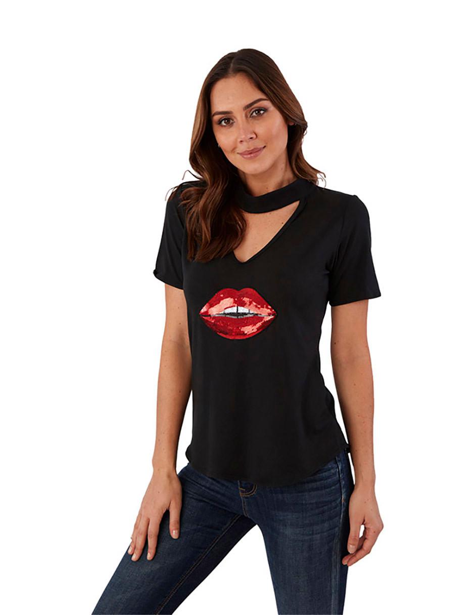 Blusa Beatriz Meade manga corta corte recto estampado texturizado