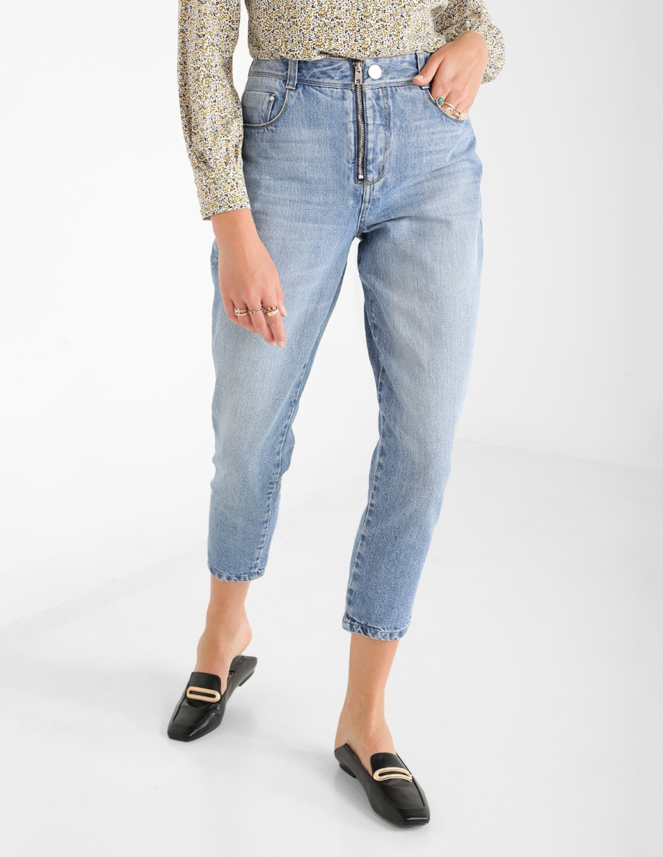 Jeans regular Studio F lavado claro cintura alta para mujer en Liverpool
