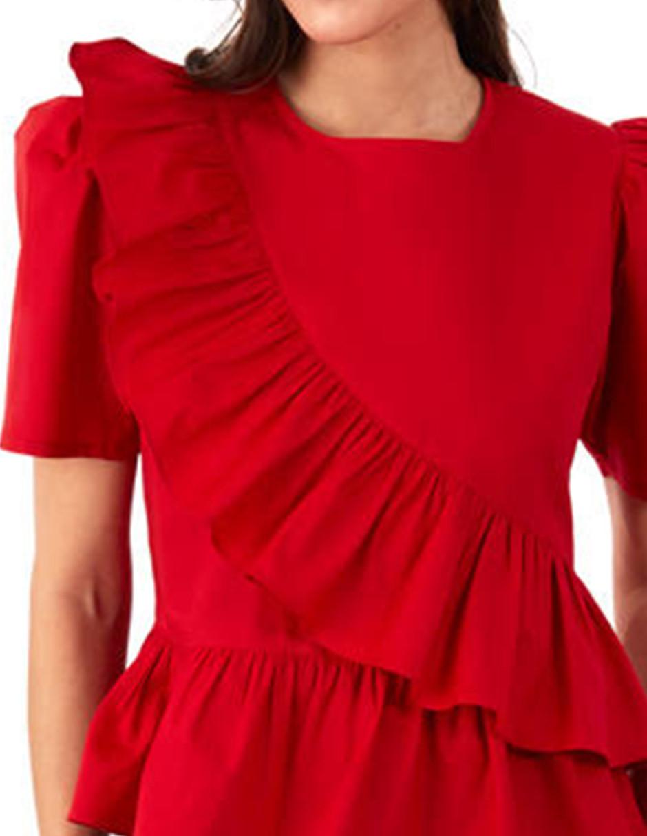Blusa Beatriz Meade manga corta corte peplum