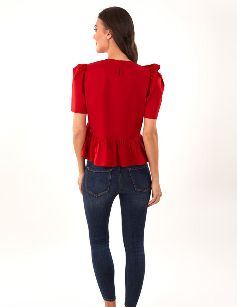 Blusa Beatriz Meade manga corta corte peplum
