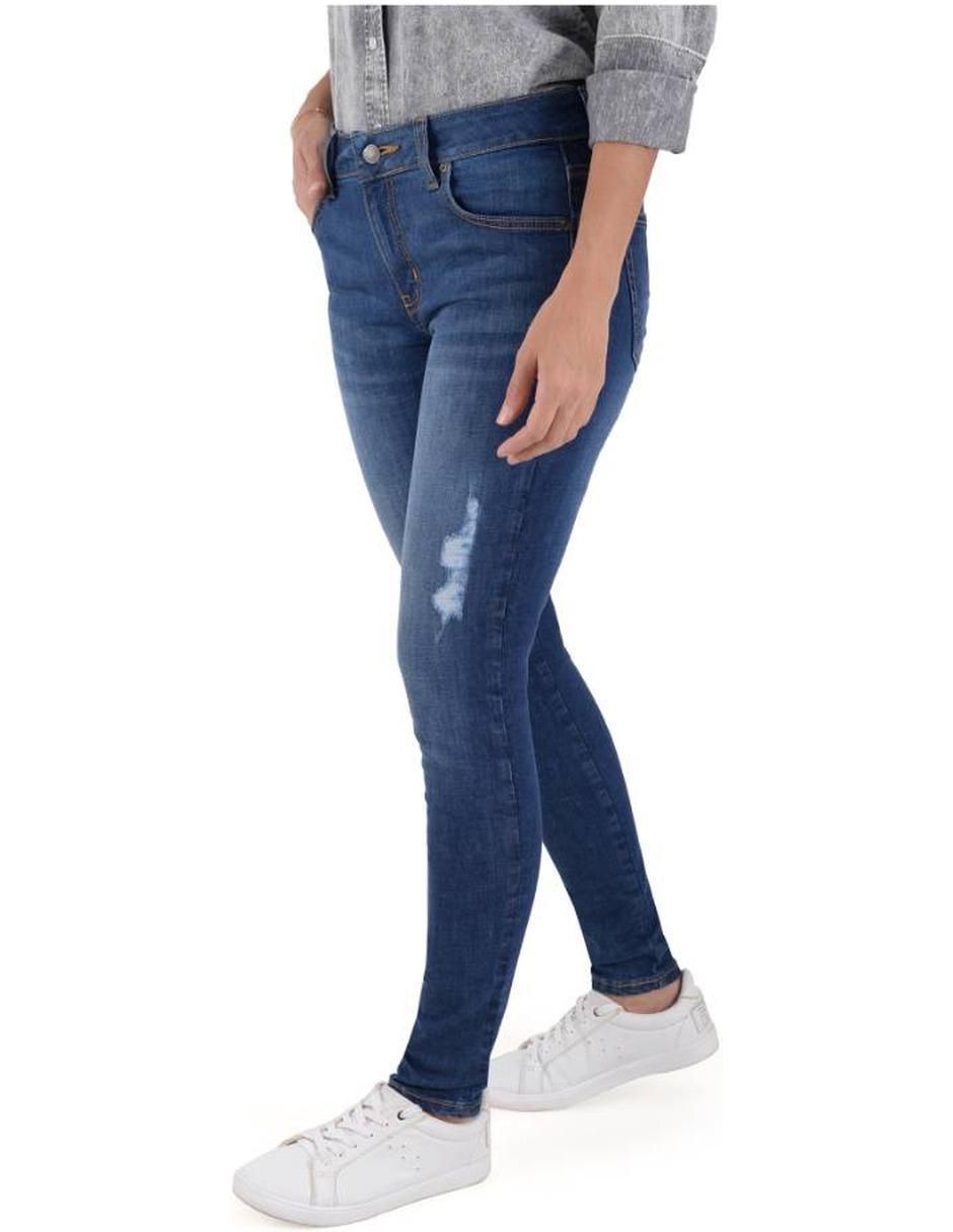 Jeans skinny Supply lavado medio corte cintura para mujer