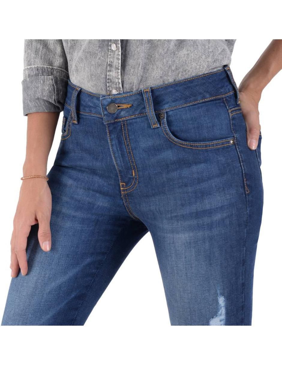Jeans skinny Supply lavado medio corte cintura para mujer