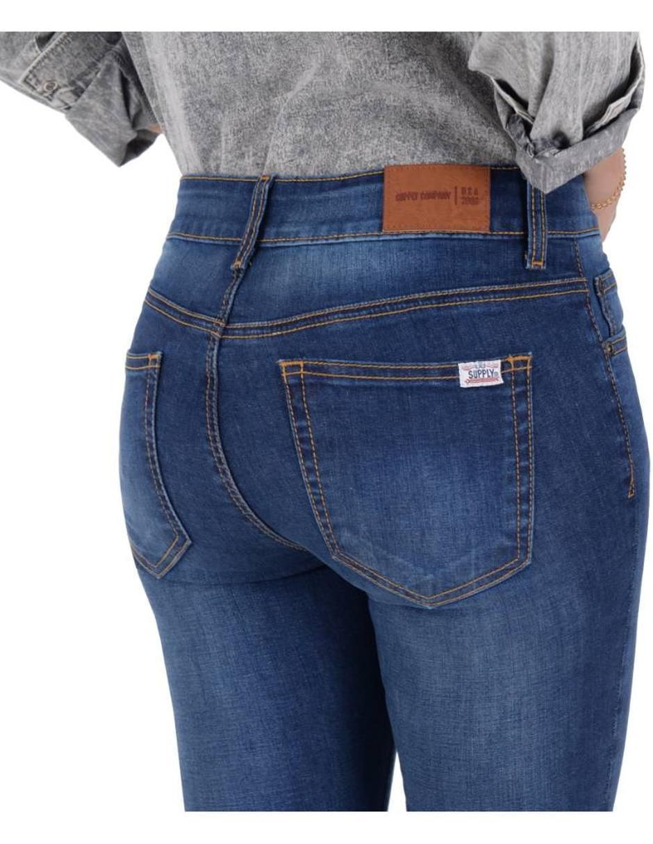 Jeans skinny Supply lavado medio corte cintura para mujer
