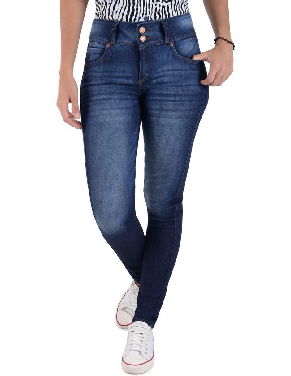 Jeans skinny Opp's lavado obscuro corte cintura alta para mujer